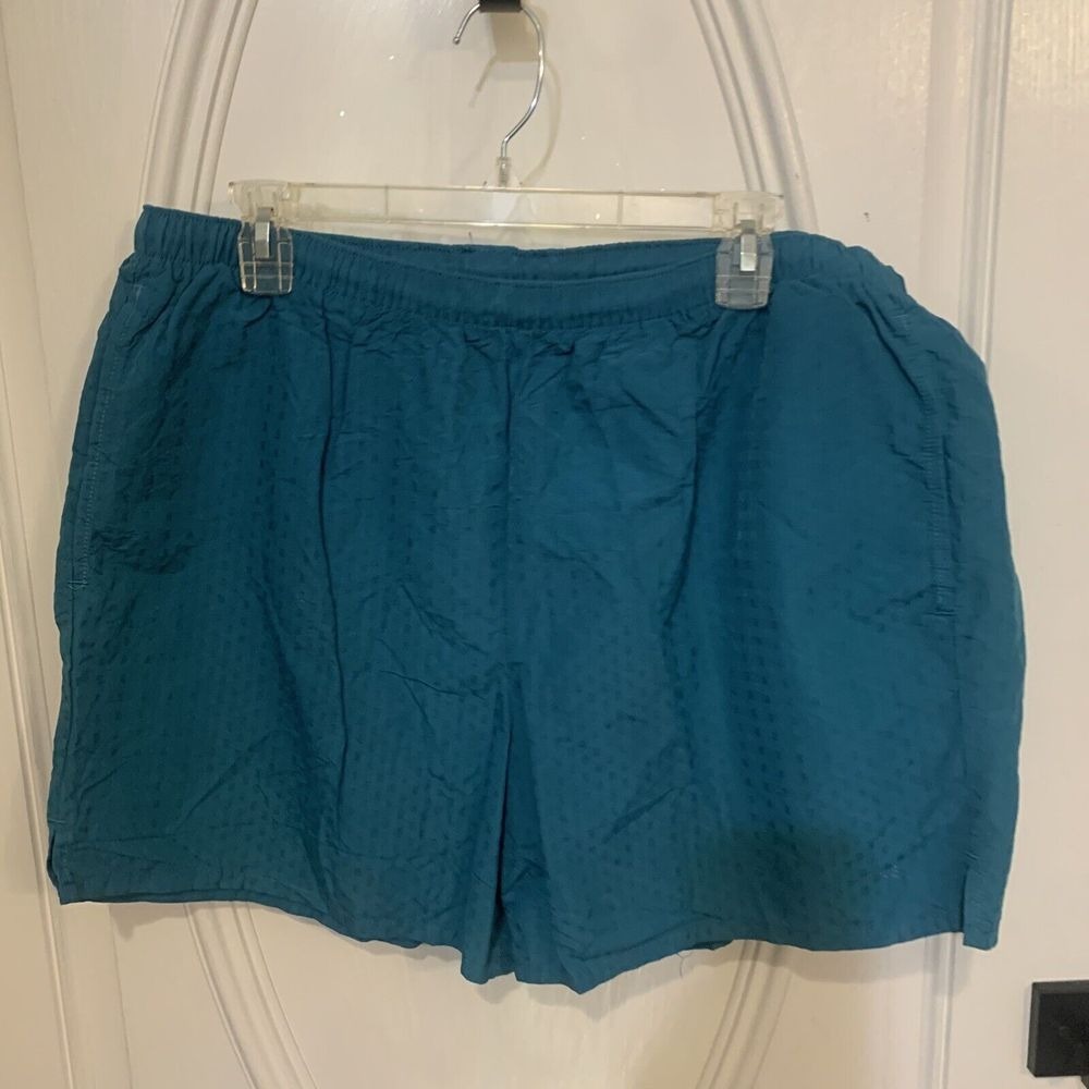 Stubbies Nylon Running swim Shorts Elastic Waist Teal Blue Casual size L Large
